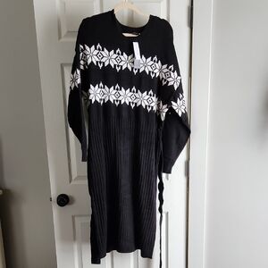 Lane Bryant Black and White Knit Dress With Belt